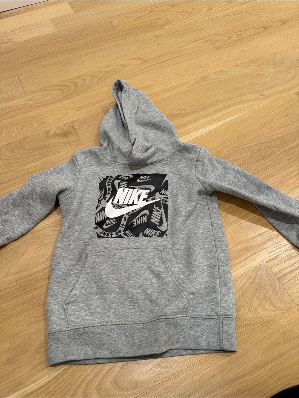 Nike Gray Crewneck Hoodie with Black Logo Graphic